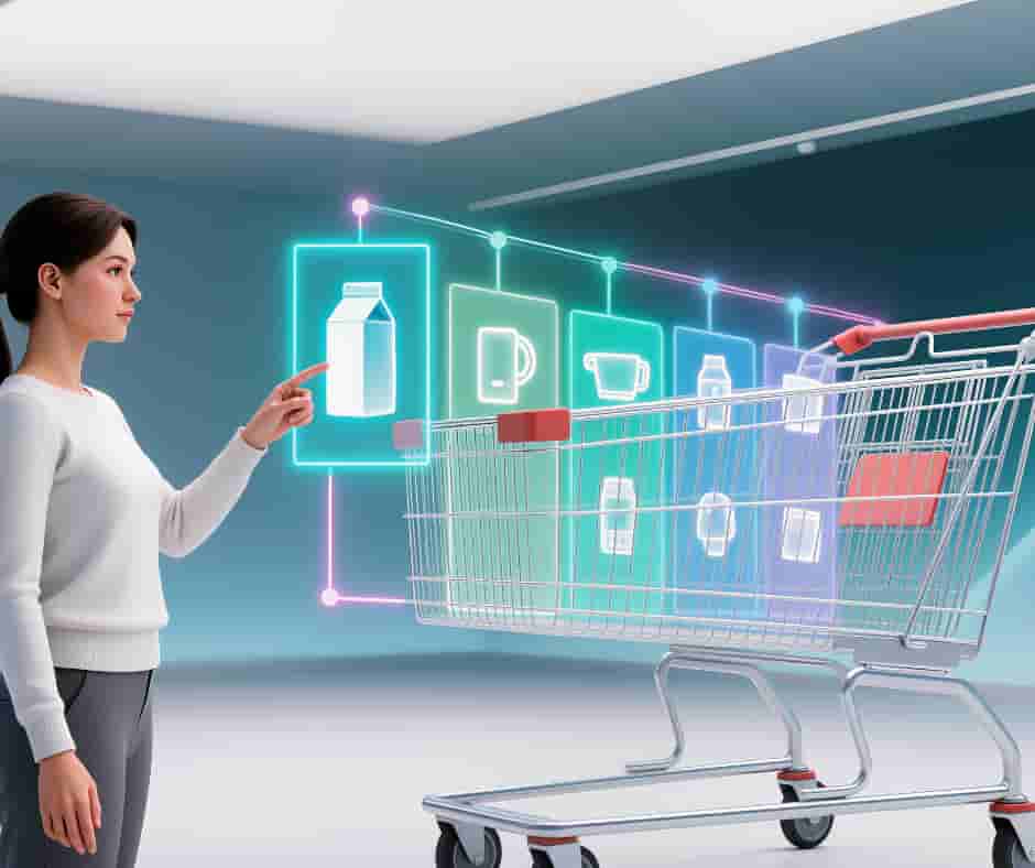 AI által vezérelt vásárlási élmény, ahol az algoritmus rangsorolja a termékeket a digitális kosárban